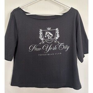 New York City Equestrian Club Tee Wild Fable Black Crop Top Size XS NWT
